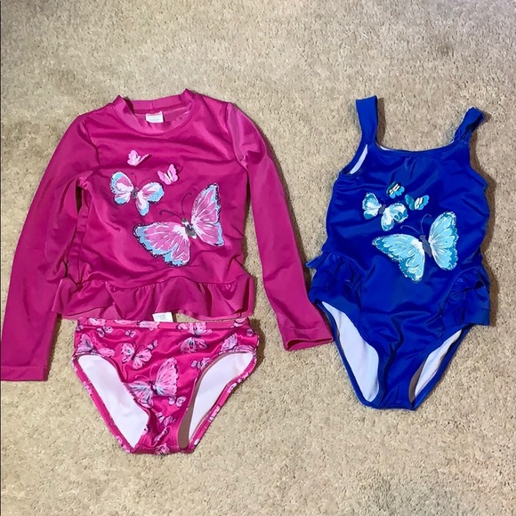 NWT Gymboree Little Blue Island Fish Swim Bathing Suit Swimsuit 1PC Baby Girl